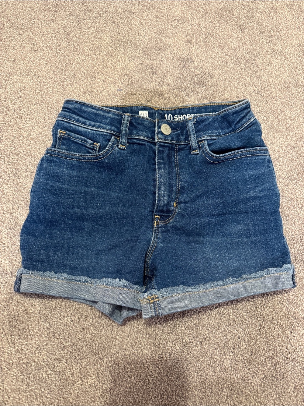 Girls High-Rise Dark Blue Denim Shorts